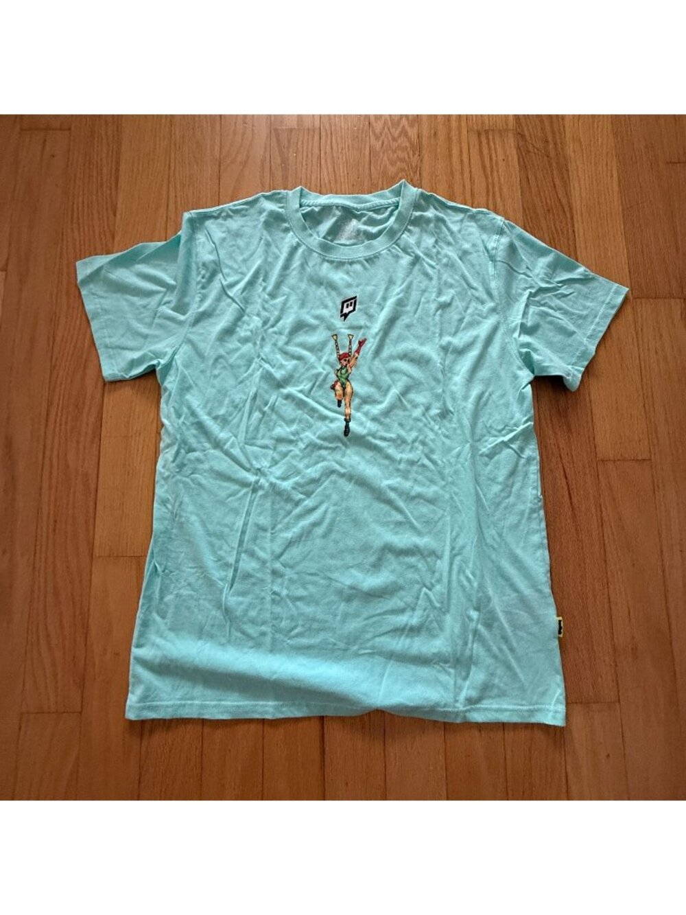 Twitch vs Street Fighter Unisex Large Cammy Teal Short Sleeve Graphic T-Shirt Tw